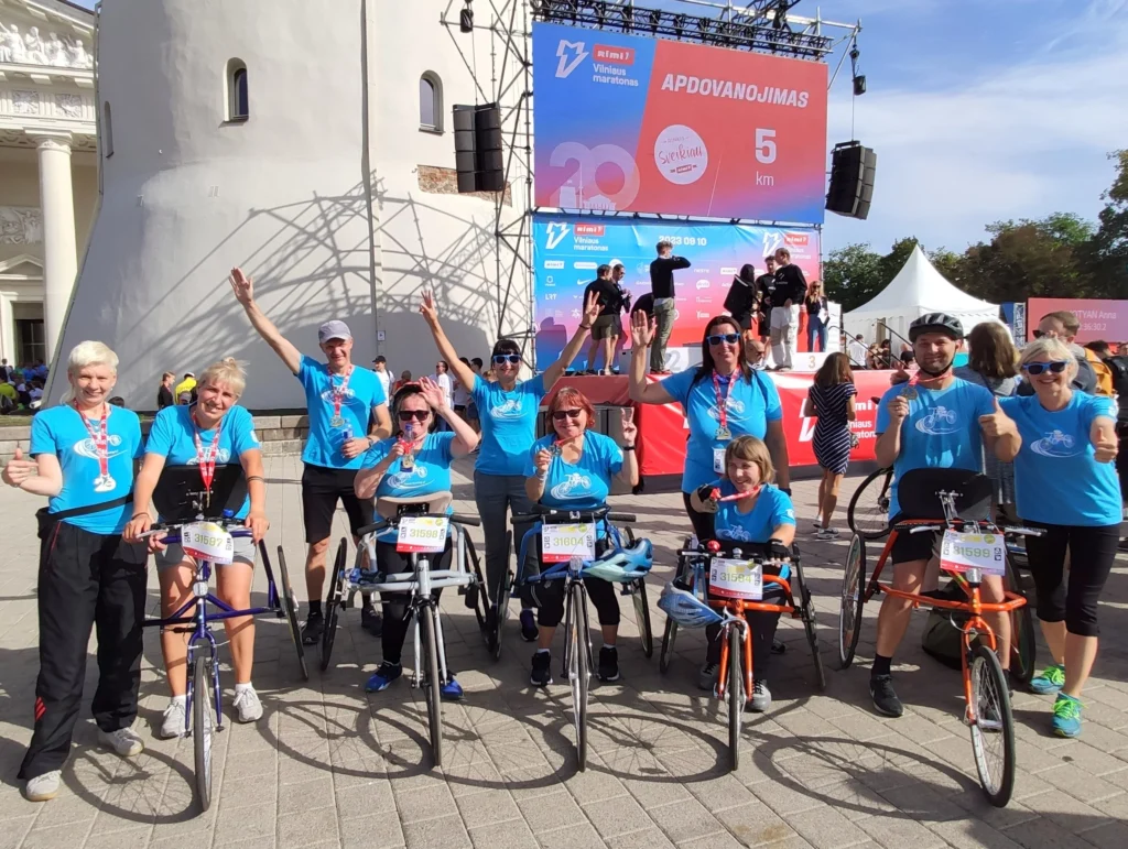 A group of people on bicycles